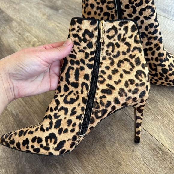NWOT! STEVEN by Steve Madden LEILA-L Pointy Toe Leopard Boots - Real Fur - Picture 7 of 13